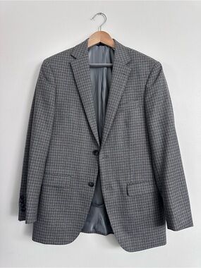 S. COHEN Windowpane Two-Button Blazer - Gray